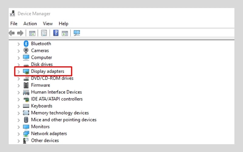 Nhấp đúp vào mục Display adapters để mở rộng danh sách các card đồ họa