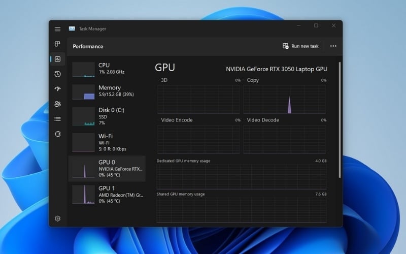 Nhấn tổ hợp phím Ctrl + Shift + Esc để mở Task Manager