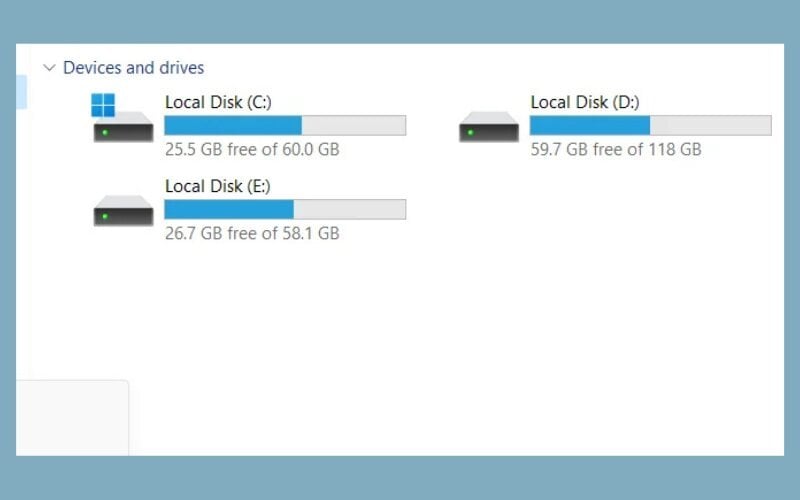 Dung lượng ổ chứa Windows (ổ C) bị thu hẹp sẽ làm giảm hiệu năng máy tính