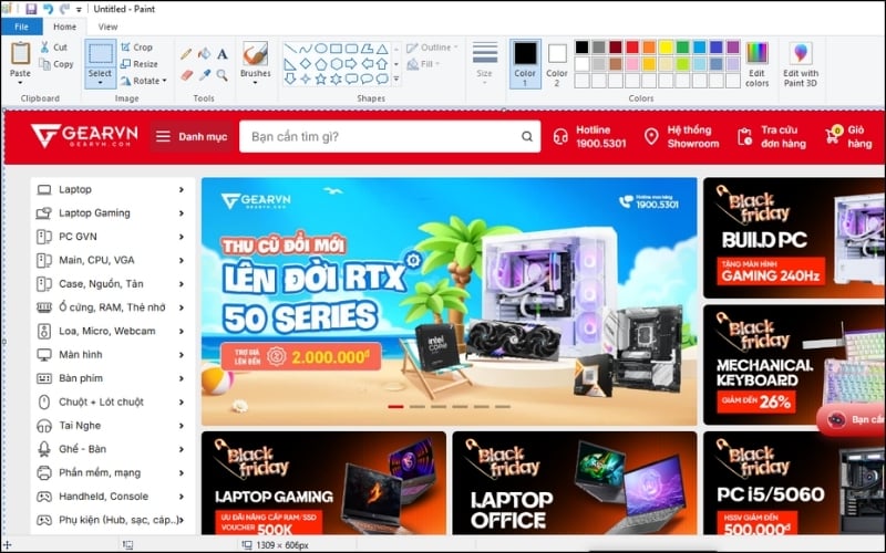 Nhấn tổ hợp phím Ctrl + V để dán ảnh chụp màn hình vào