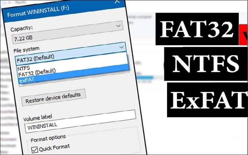 Chọn định dạng File System phù hợp