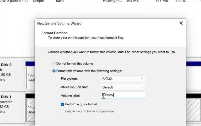 Ở mục Format Partition, chọn File system là NTFS