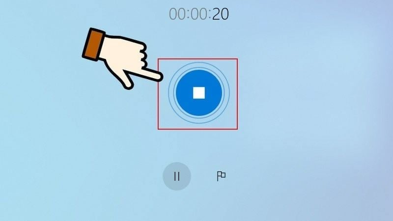 Nhấn biểu tượng Stop (hình ô vuông) để kết thúc
