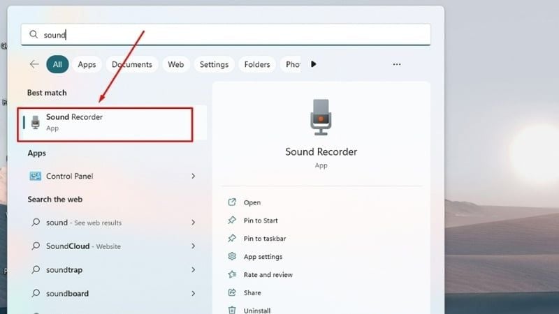 Sử dụng Sound Recorder trên Windows 11