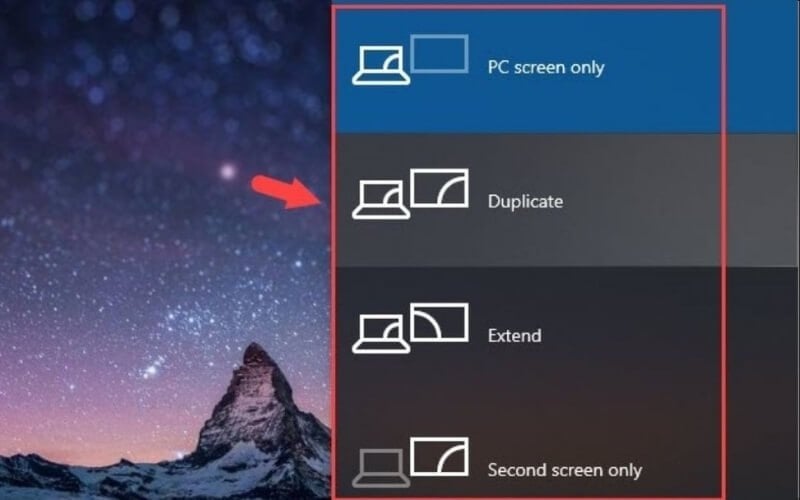 Các chế độ hiển thị khi kết nối với máy chiếu