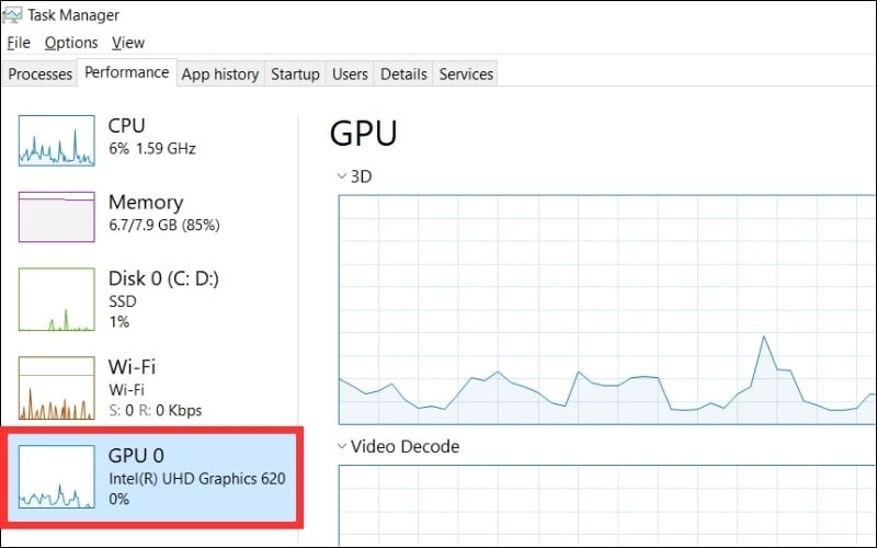 Ở cột menu bên trái, tìm và chọn mục GPU
