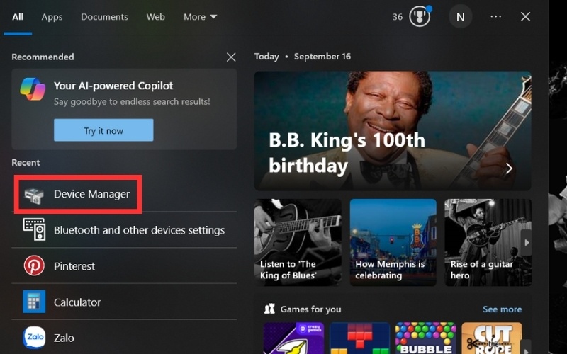 Chọn Device Manager từ menu ngữ cảnh