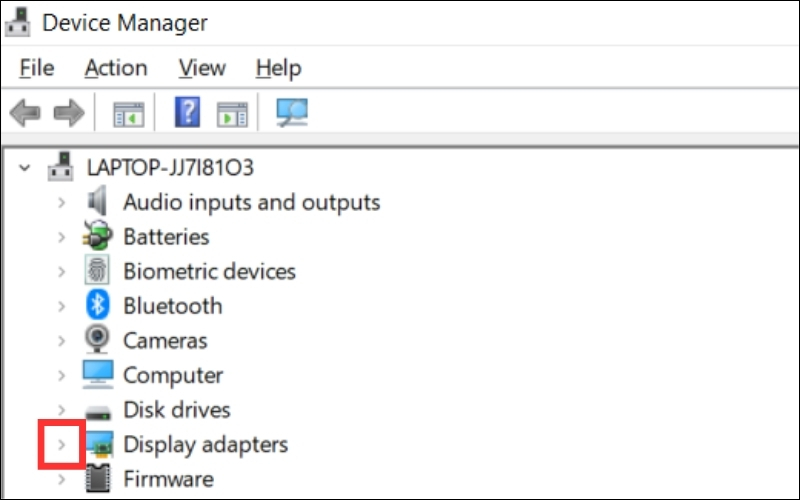 Nhấp vào mũi tên bên cạnh mục Display adapters