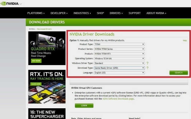 Cập nhật driver đồ họa mới nhất