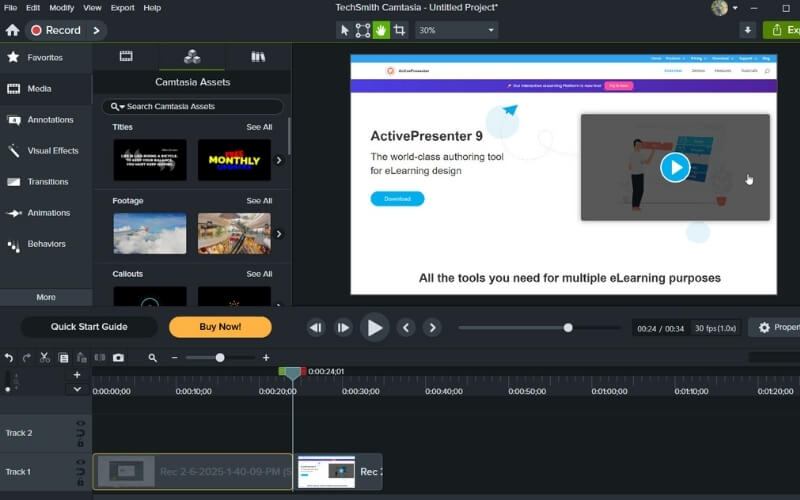 Phần mềm quay màn hình Camtasia