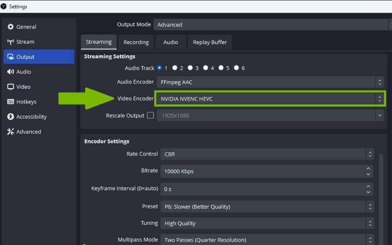 Chuyển video encoder sang NVENC (NVIDIA) hoặc AMF (AMD) để giảm tải cho CPU
