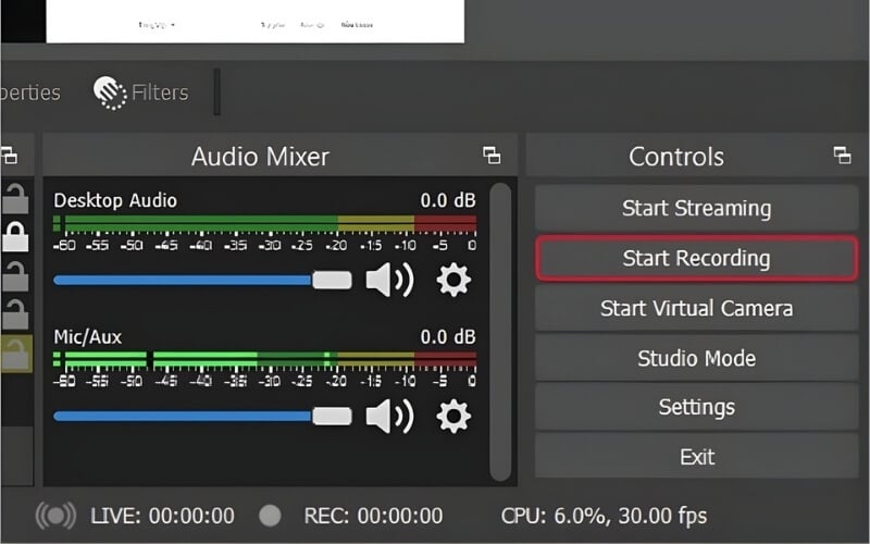 Nhấn nút Start Recording để bắt đầu quay