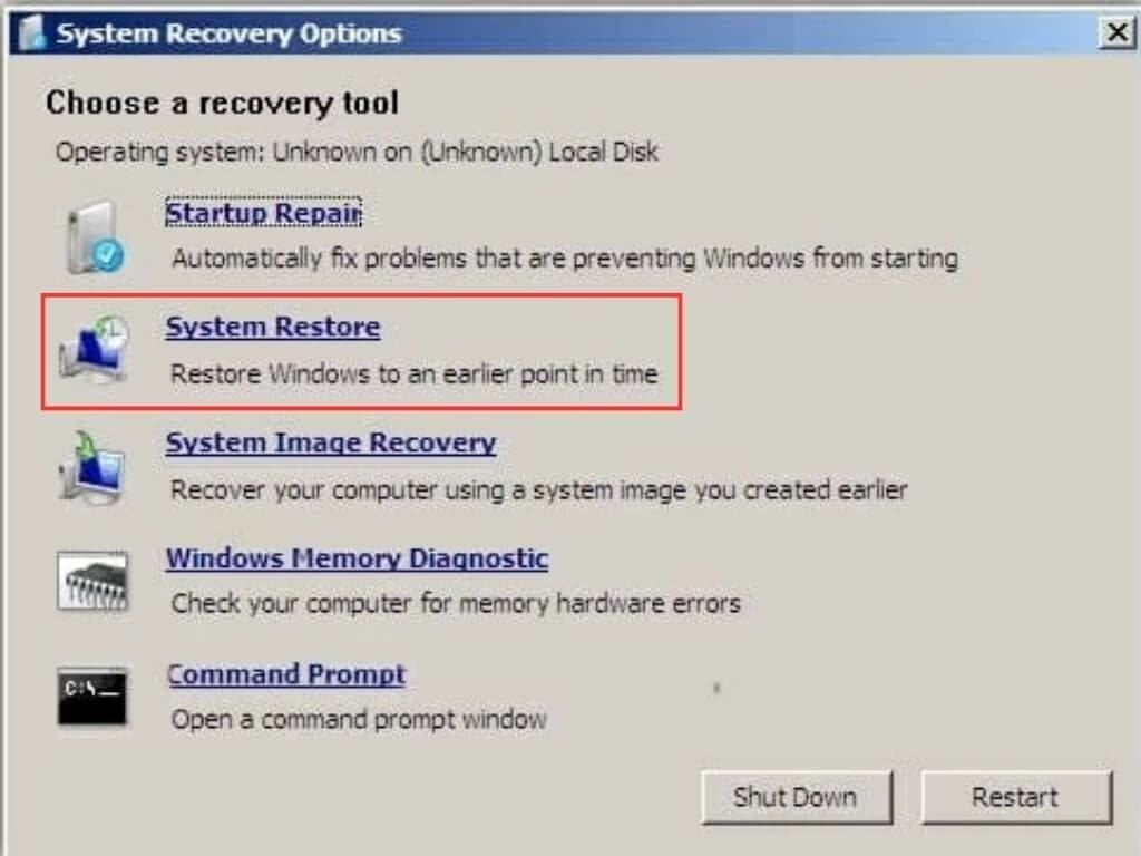 Cách reset Win 7 bằng System Restore - GEARVN