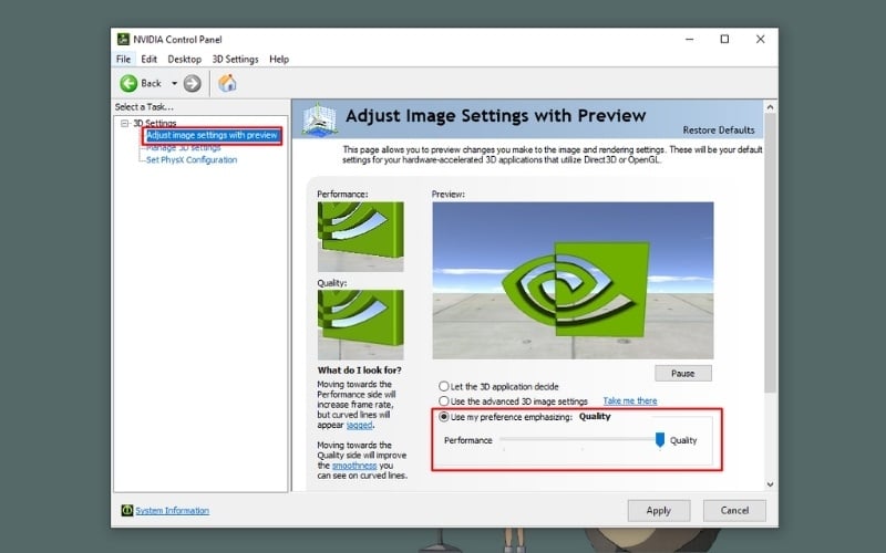 Tùy chỉnh nhanh với Adjust image settings with preview