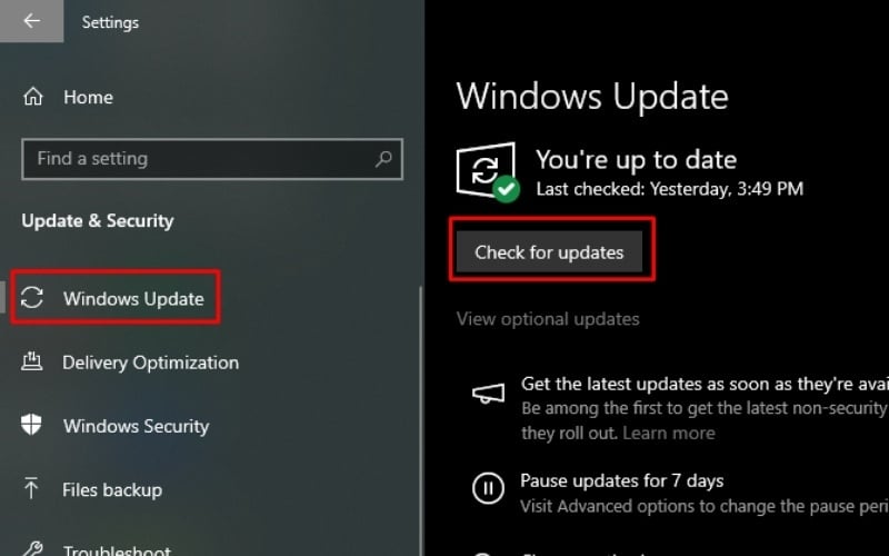Đảm bảo bạn đang sử dụng phiên bản Windows mới nhất