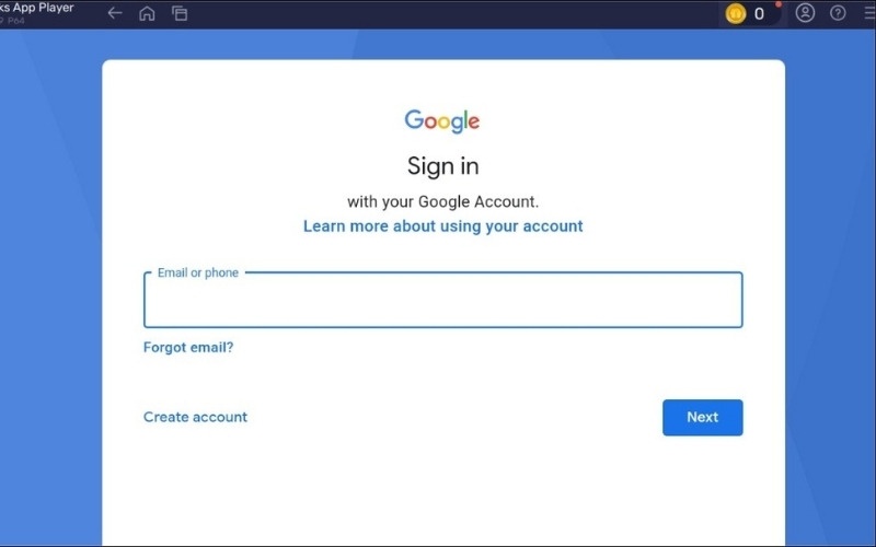 Khởi động BlueStacks và đăng nhập vào tài khoản Google