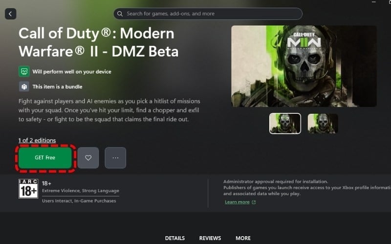 Chọn một tựa game bạn thích và nhấn Install hoặc GET Free để tải về