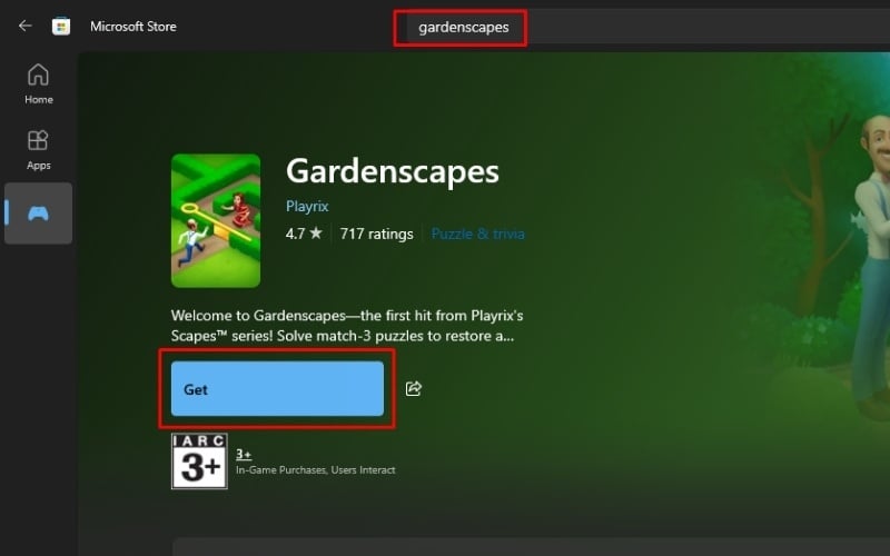 Tại trang của game, nhấn Get hoặc Buy