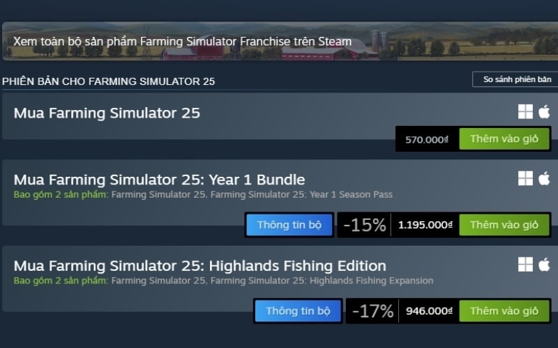 Tìm kiếm game bạn muốn và nhấn vào nút Add to Cart