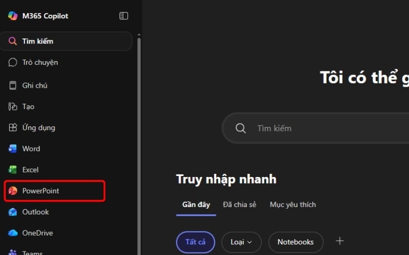 Chọn biểu tượng PowerPoint