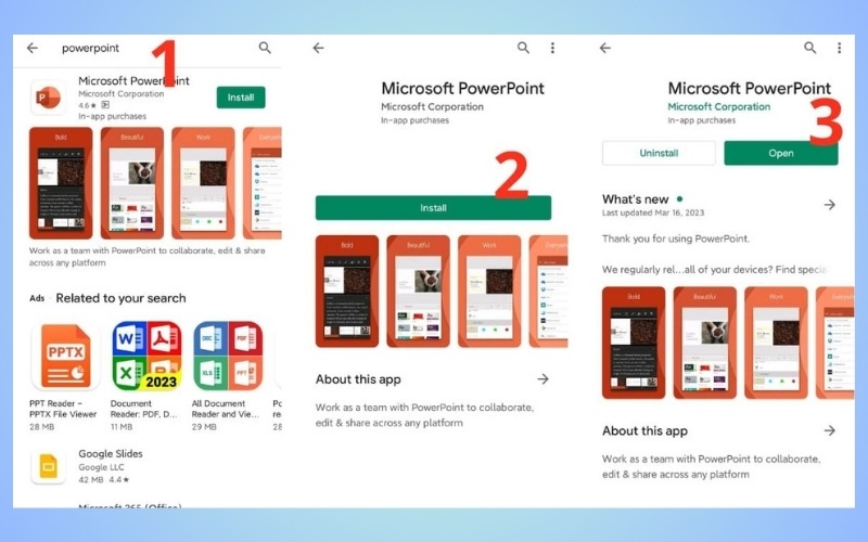Các bước tải PowerPoint từ Google Play