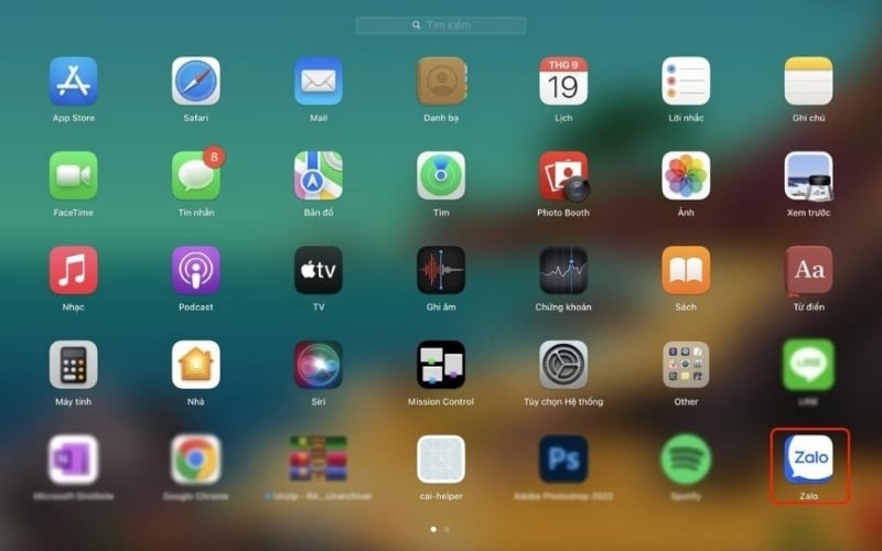 Mở Zalo từ Launchpad/Applications