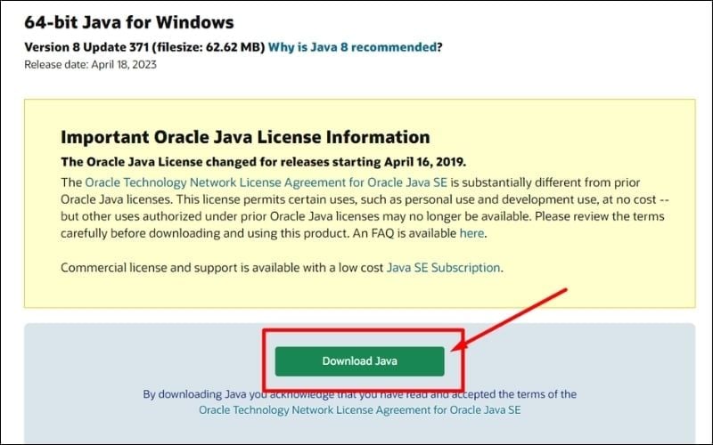 Cài Java 64-bit để cấp phát nhiều hơn 2GB RAM