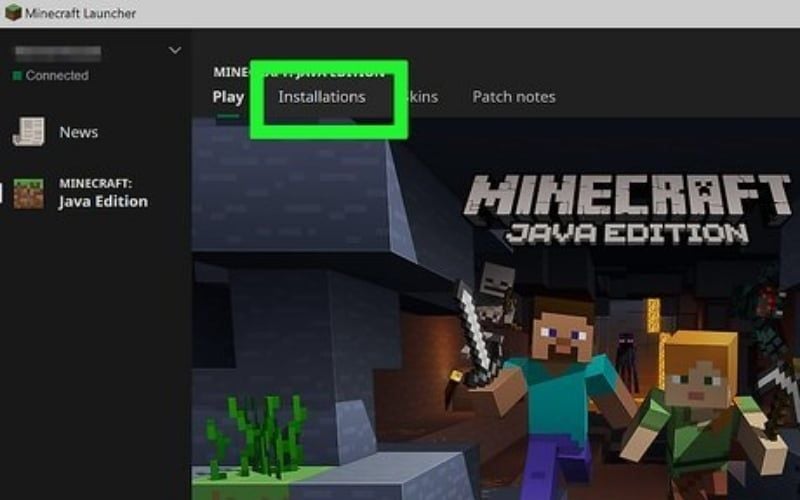 Chọn tab Installations