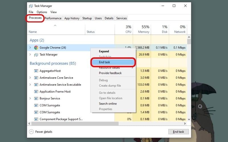 Đóng ứng dụng bị treo bằng Task Manager