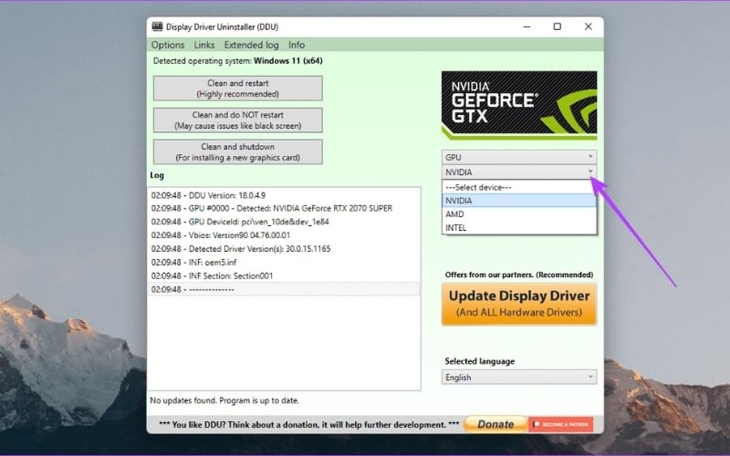 Bạn nên chạy DDU ở chế độ Safe Mode của Windows để xóa sạch tất cả tệp tin và registry còn sót lại