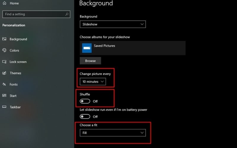 Tối ưu các tùy chỉnh hình nền trình chiếu