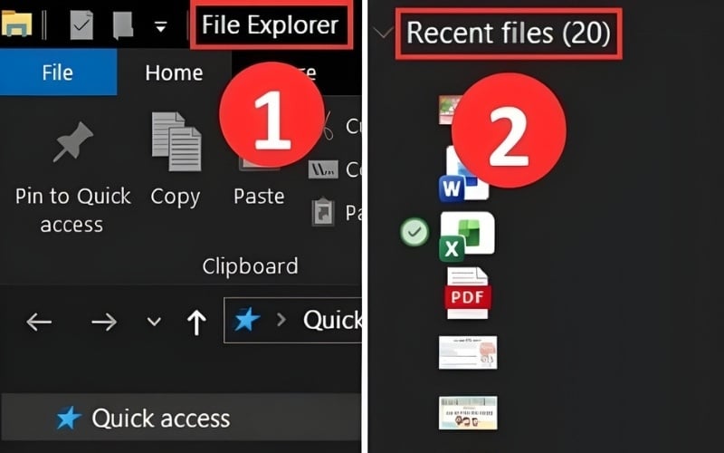 Cách sử dụng Quick Access trong File Explorer để xem mục Recent files