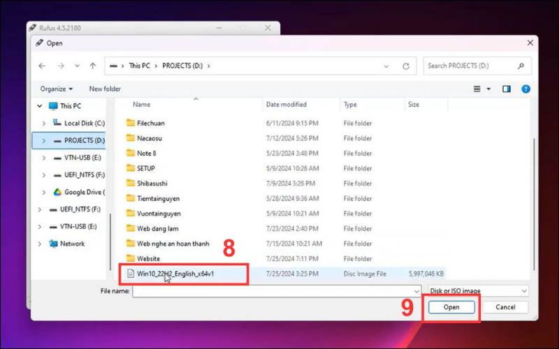 Chọn file Windows > Open