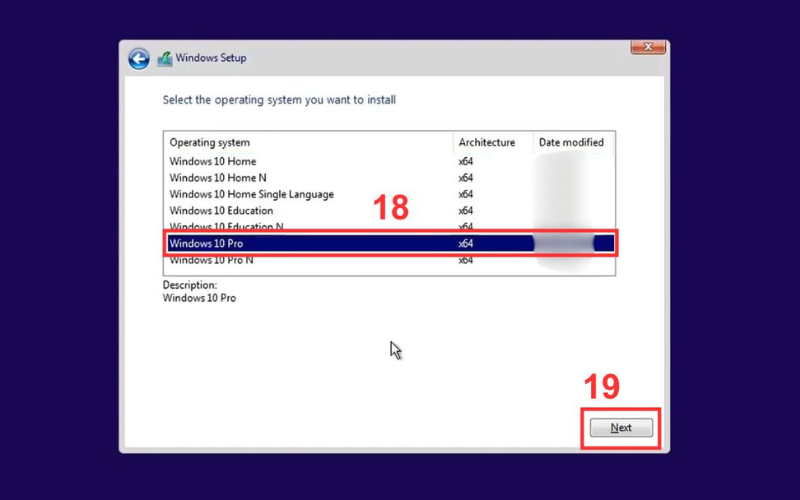 Chọn bản Windows muốn cài > Next