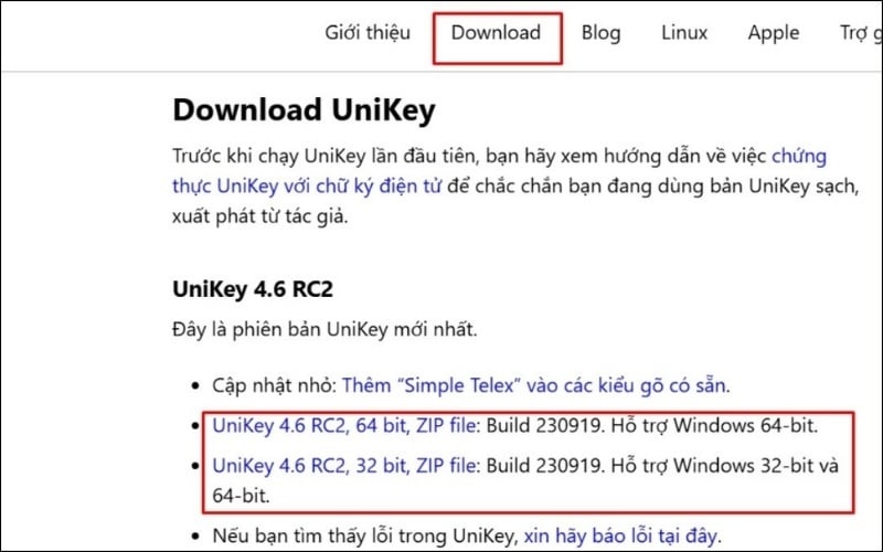 Chọn phiên bản phù hợp với hệ điều hành