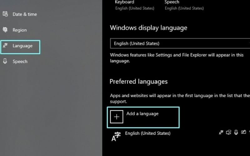 Tại phần Preferred languages, bạn nhấn vào dấu cộng có chữ Add a language