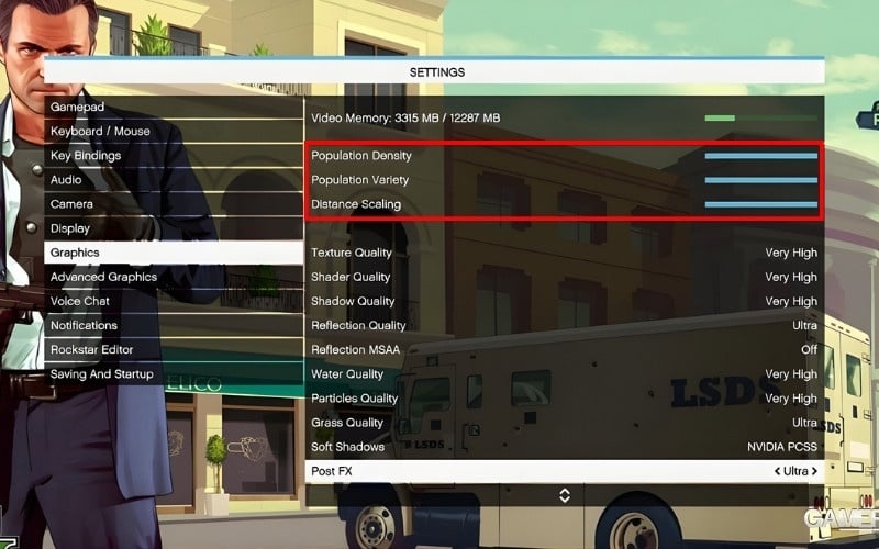 Giảm mật độ dân cư và phương tiện bằng cách kéo thanh trượt về 0