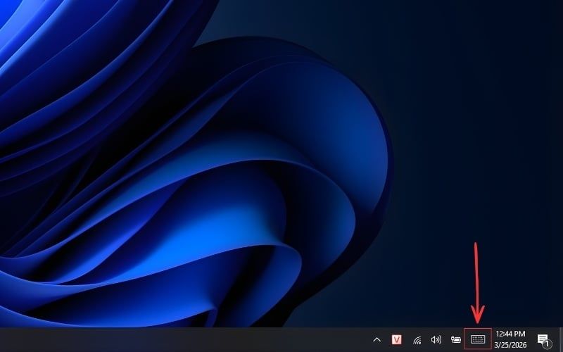 Click vào biểu tượng bàn phím ở góc dưới màn hình