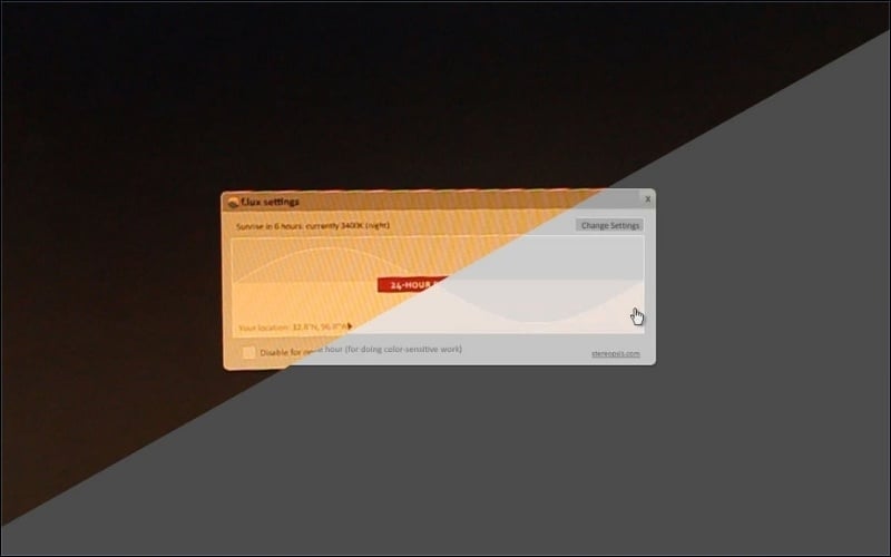 f.lux là phần mềm bên thứ ba cho phép thiết lập nhiều chế độ hơn