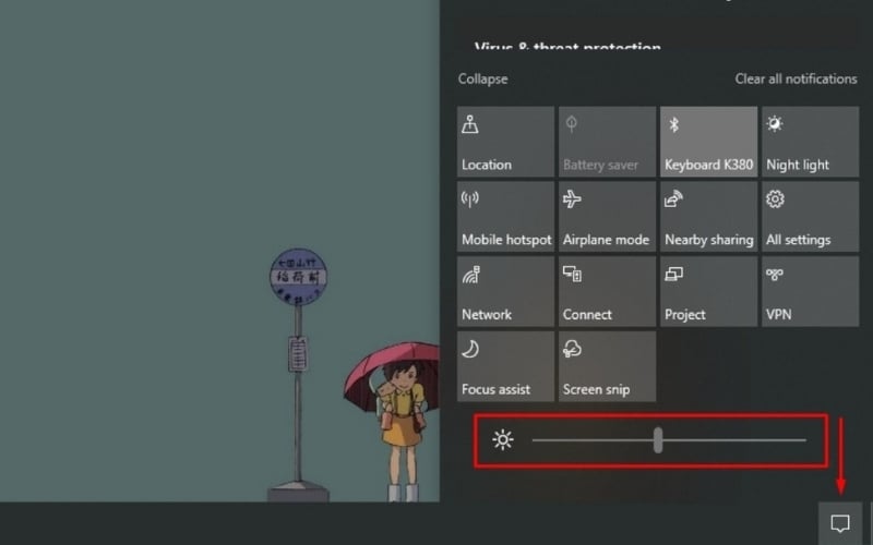 Kéo thanh trượt sang phải hoặc trái