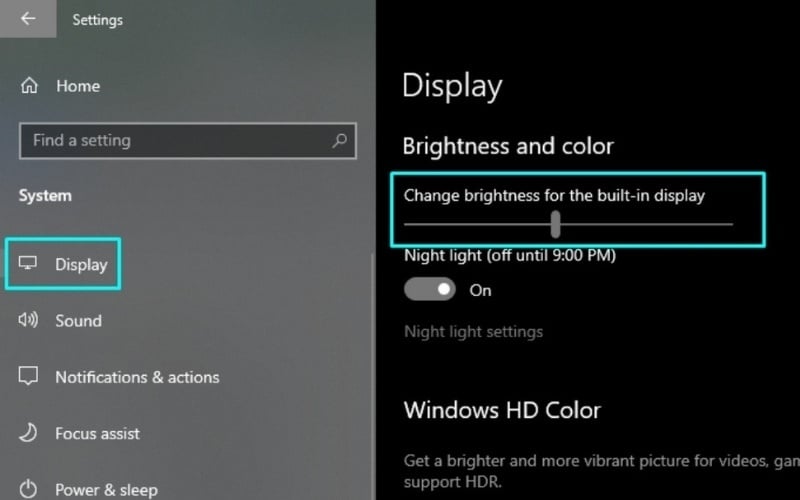 Kéo thanh trượt để tăng hoặc giảm độ sáng