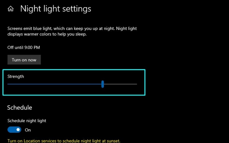 Kéo thanh trượt sang trái hoặc phải để điều chỉnh tông màu màn hình