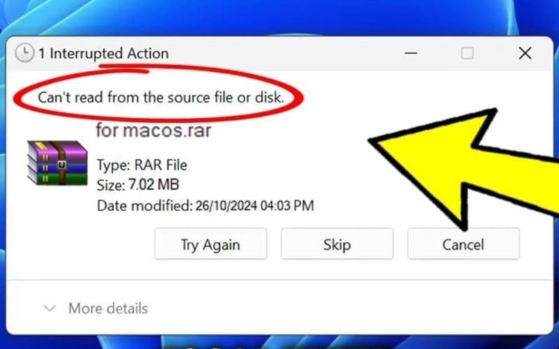 SSD sắp hỏng có thể gây lỗi khi copy file