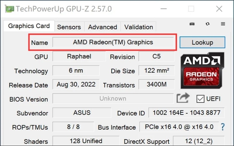 Kiểm tra chính xác model card màn hình bằng GPU-Z