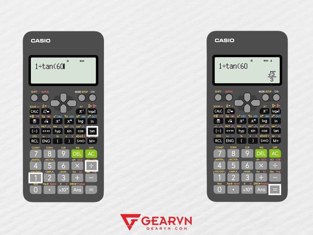 Cách bấm cot trên máy tính Casio fx-570VN PLUS, fx-570ES PLUS - GEARVN