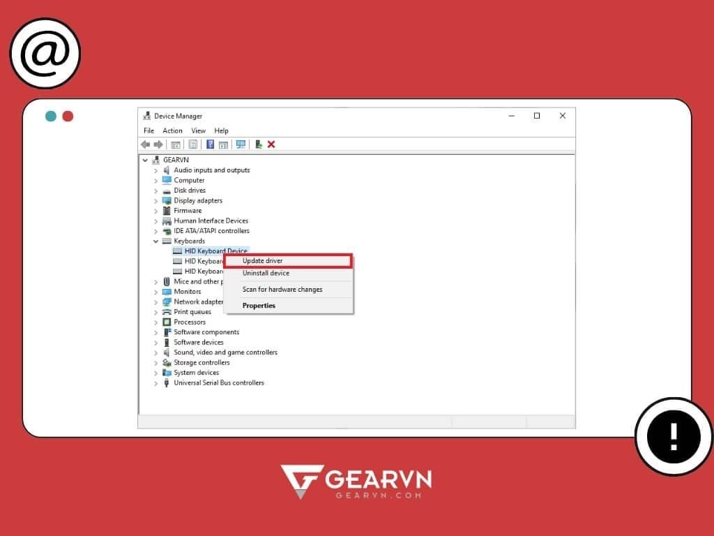 Bàn phím không gõ được chữ a còng @ do driver - GEARVN