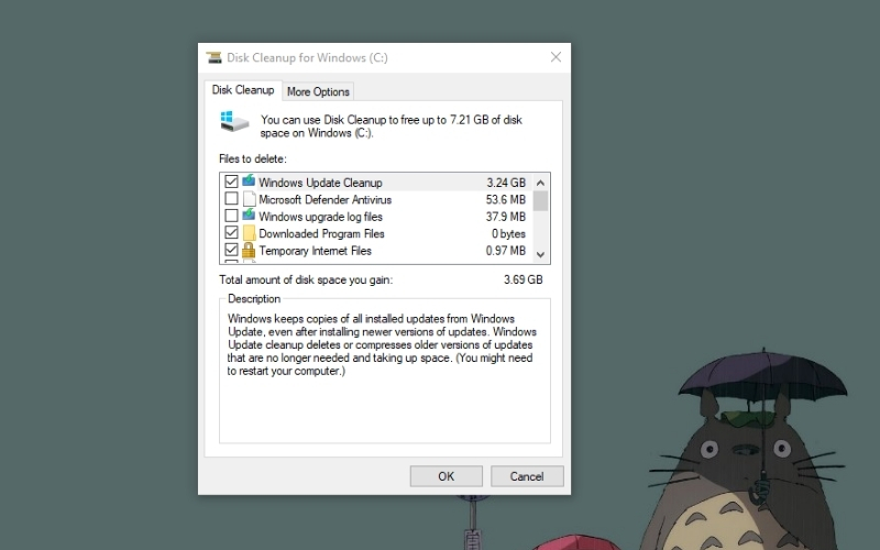 Tích chọn các mục rồi nhấn OK