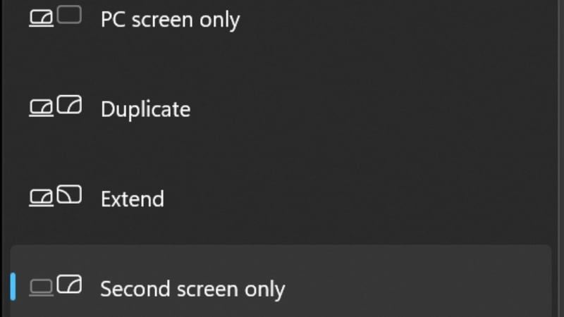 Tổ hợp phím Windows + P cung cấp 4 chế độ hiển thị chuyên sâu