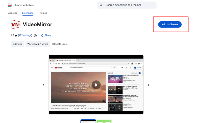 Cài đặt tiện ích Video Mirror vào Chrome