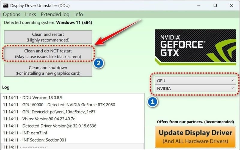 Chọn loại card đồ họa ở menu bên phải